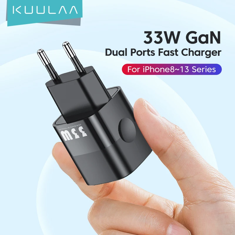  KUULAA USB C Charger 33W GaN Type C PD Fast Charging For iPhone 13 12 11 Max Pro XS 8 Plus For iPad Pro Air 2020 iPad mini 2021 