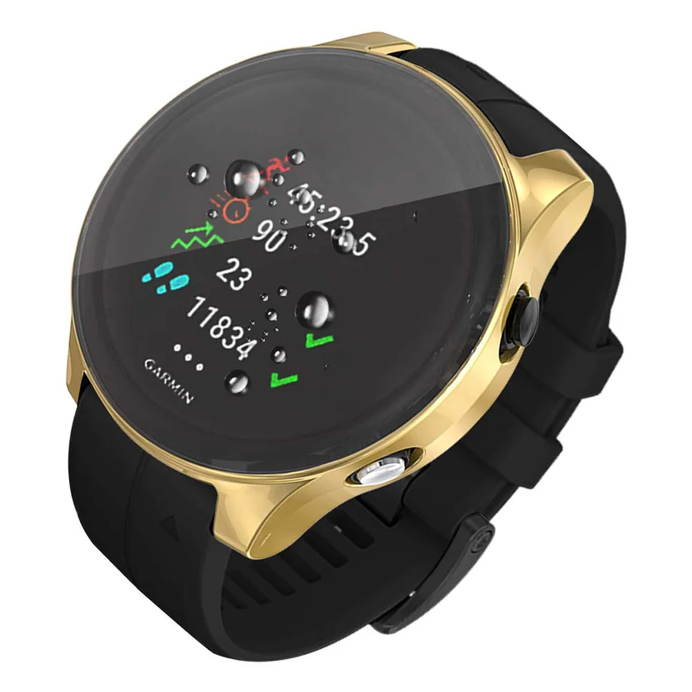 

Electroplated Watch Shell Fashion Watch Case Protective Watch Cover Frame Compatible for Garmin Forerunner 935/945 (Golden)