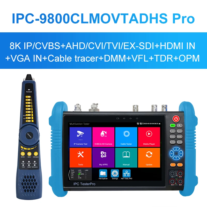 

WANGLU 7-дюймовый IPS сенсорный экран 8K H.254 IP аналоговый AHD CVI TVI SDI кабельный тестер в одном тестере видеонаблюдения