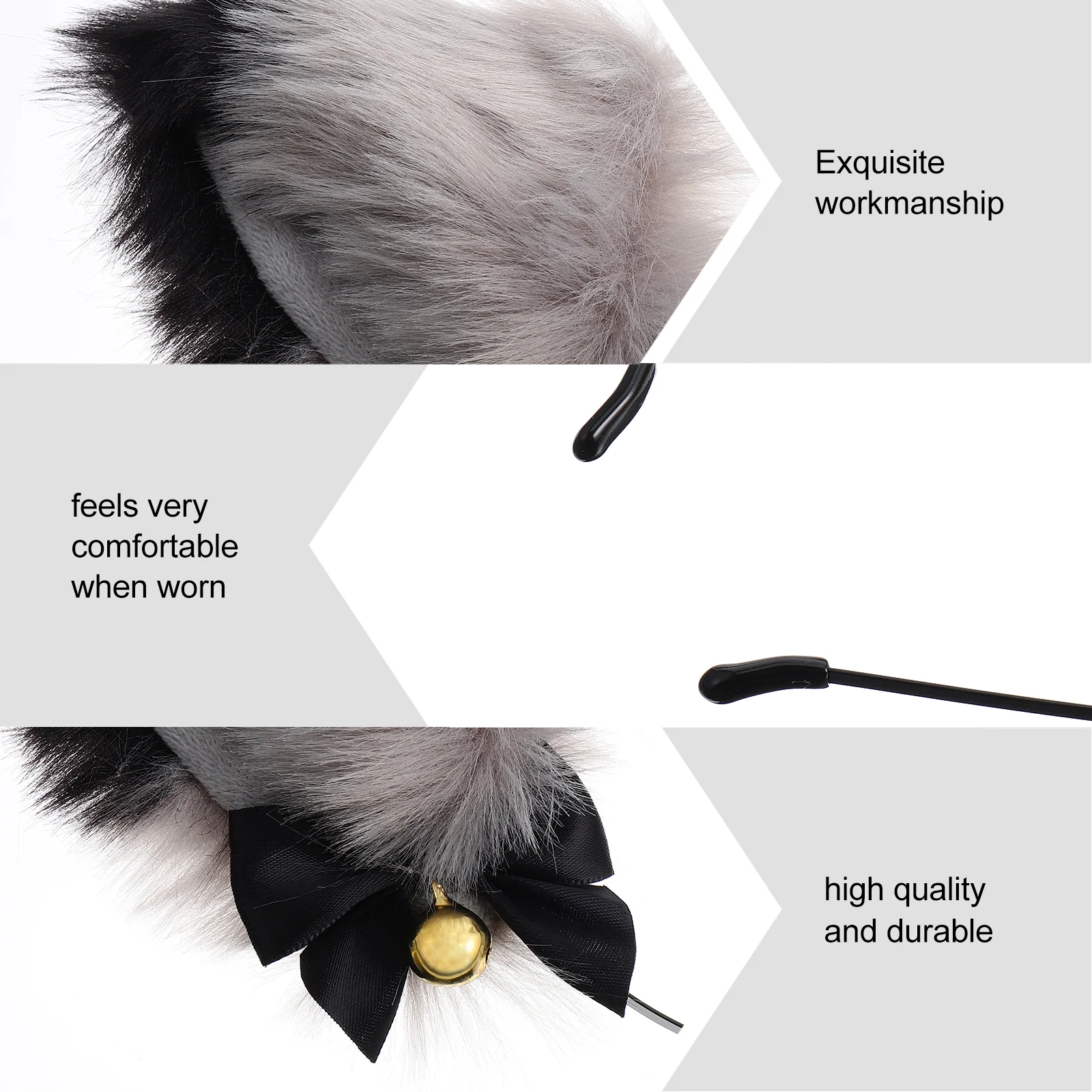 Головной убор с кошачьими ушками повязка на голову колокольчиком перьями