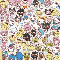 80pcs kawaii kuromi my melody cinnamoroll kittys sanrioed anime stickers aesthetic decals graffiti laptop waterproof car sticker