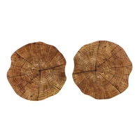 round imitation wood grain non slip table mat coaster kitchen decor accessories