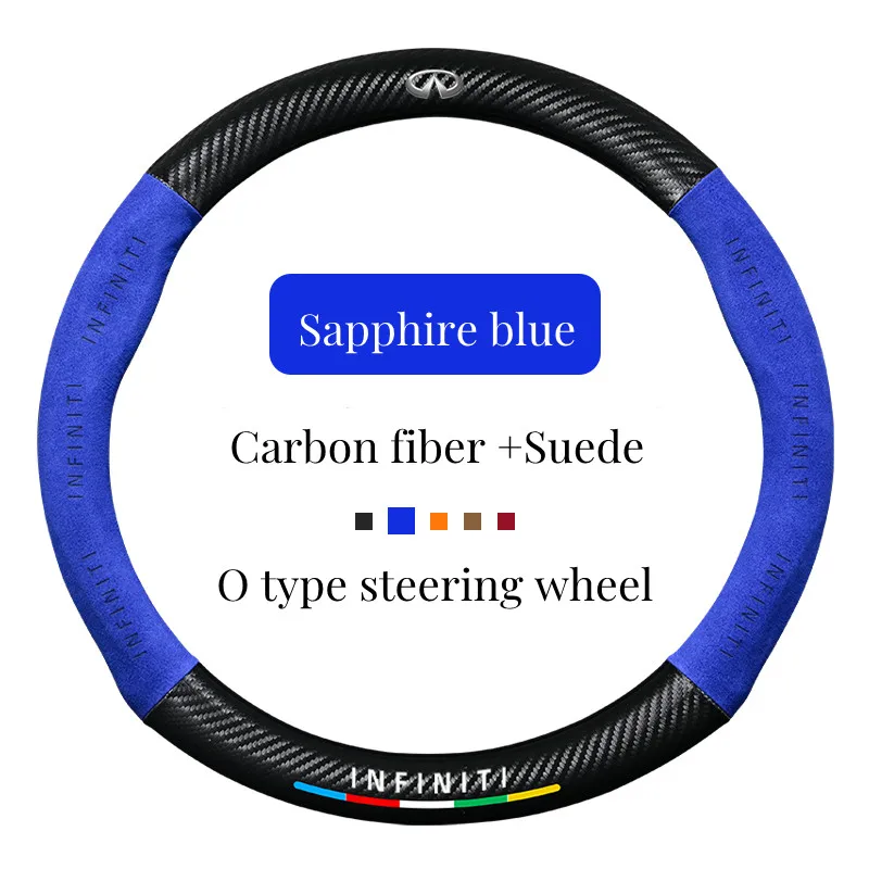 

Auto Suede Carbon Fiber Steering Wheel Cover Suitable For Infiniti Q50 Q70 QX70 FX35 Q30 G37 QX60 G35 Q60 QX50 QX80 Accessories