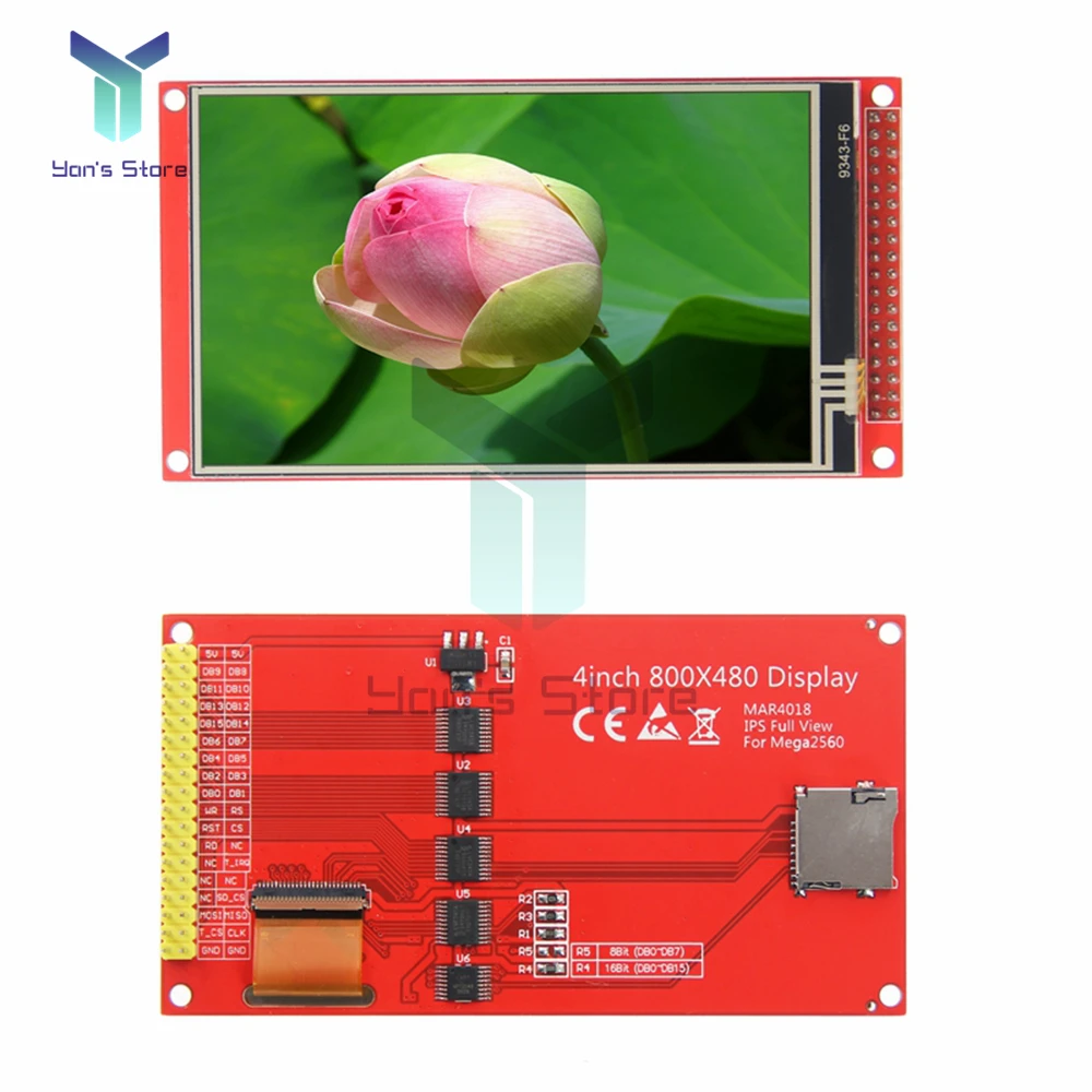 

3.97 inch/4 inch TFT Color Touch LCD Display Module 16BIT RGB 65K 800*480 IPS Screen 5V/3.3V for Arduino Mega2560 C51/SMT32