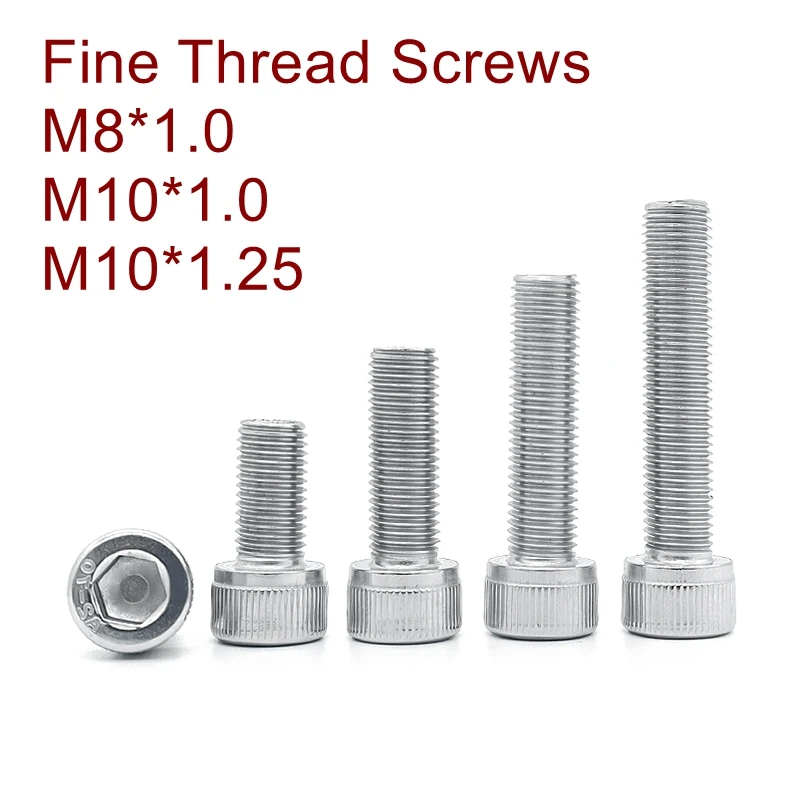 

Тонкая резьба DIN912 Нержавеющая сталь A2 304 винт с шестигранной головкой M8 * 1,0 M10 * 1,0 M10 * 1,25