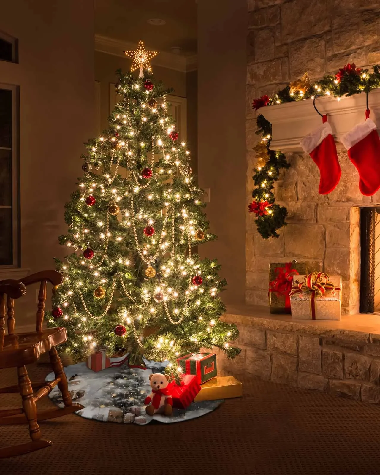 Świąteczna spódnica karłowata ze śnieżną sceną Dekoracje świąteczne do artykułów gospodarstwa domowego Okrągłe spódnice choinkowe