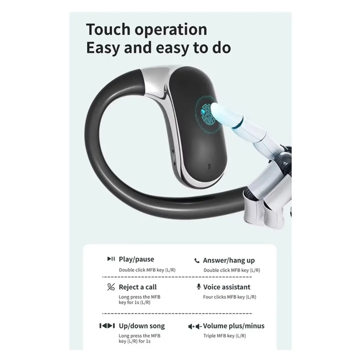 Фото РЕКОМЕНДАЦИЯ     Наушники Q65 AI Smart Translation с функцией Bluetooth-звонков, беспроводная гарнитура, HD-голосовое сопровождение, стереофонические наушники №4