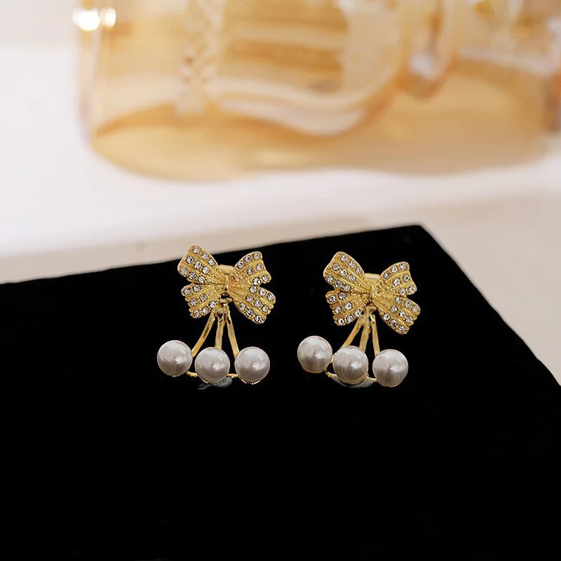 1 Пара простых жемчужных сережек с бантом элегантные женские изысканные модные