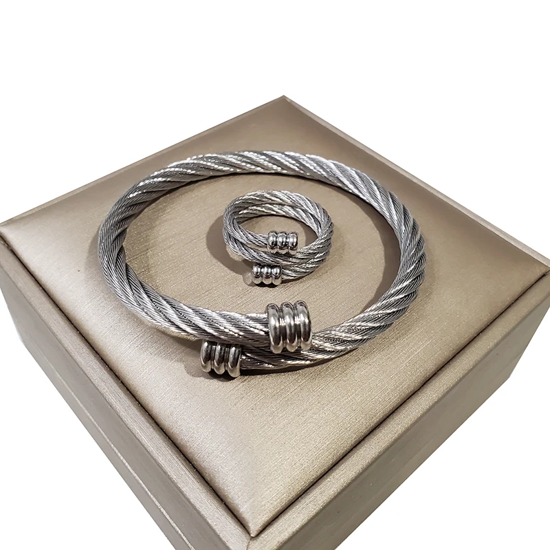 Комплект из браслета и кольца нержавеющей стали 316L