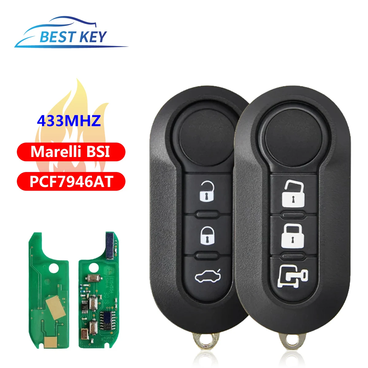 Лучший Автомобильный ключ дистанционного управления PCF7946AT 433 МГц для Fiat 500L MPV Ducato Citroen Jumper Peugeot Boxer RX2TRF198 Marelli BSI