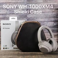 leather cover shield case crazy horse cowhide leather headset storage bag for sony wh 1000xm4