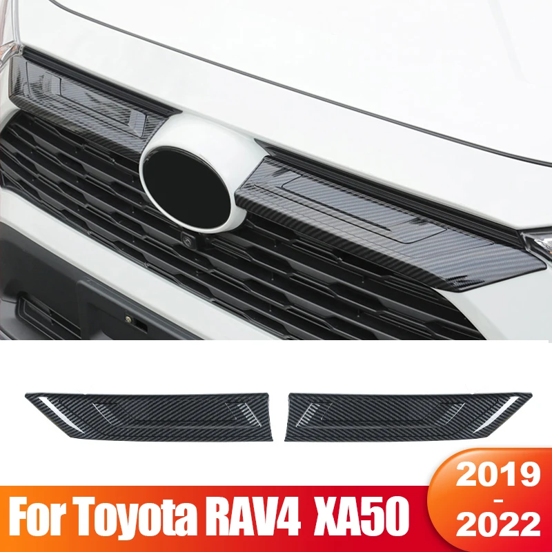 

For Toyota RAV4 2019 2020 2021 2022 RAV 4 XA50 Car Front Grille Grill Logo Emblem Trim Strips Cover Stickers ABS Accessories