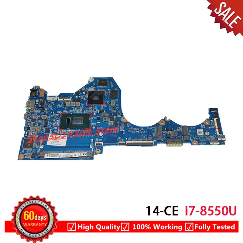 

For HP Pavilion 14-CE TPN-Q207 Laptop Motherboard L18496-601 DA0G7AMB6D1 L18496-001 Mainboard With SR3LC I7-8550U MX150/2GB