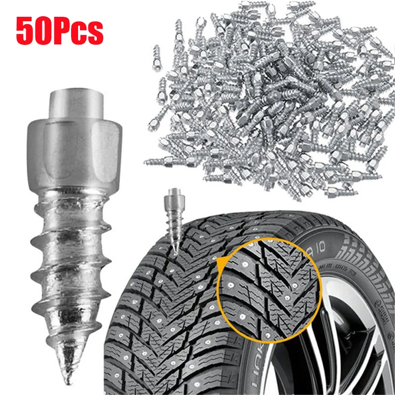 

50 Pcs Car Tire Studs Anti-Slip Screws Nails Auto Motorcycle Bike Truck Off-road Tyre Anti-ice Spikes Snow Sole Tire Cleats