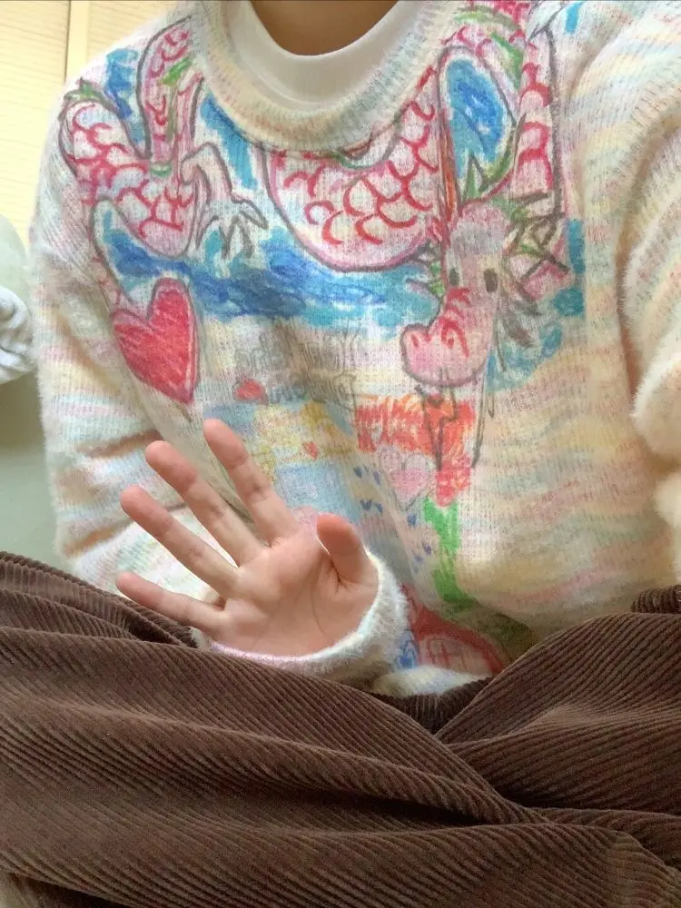 Милый свитер Korobov в стиле преппи с длинным рукавом винтажные дизайнерские