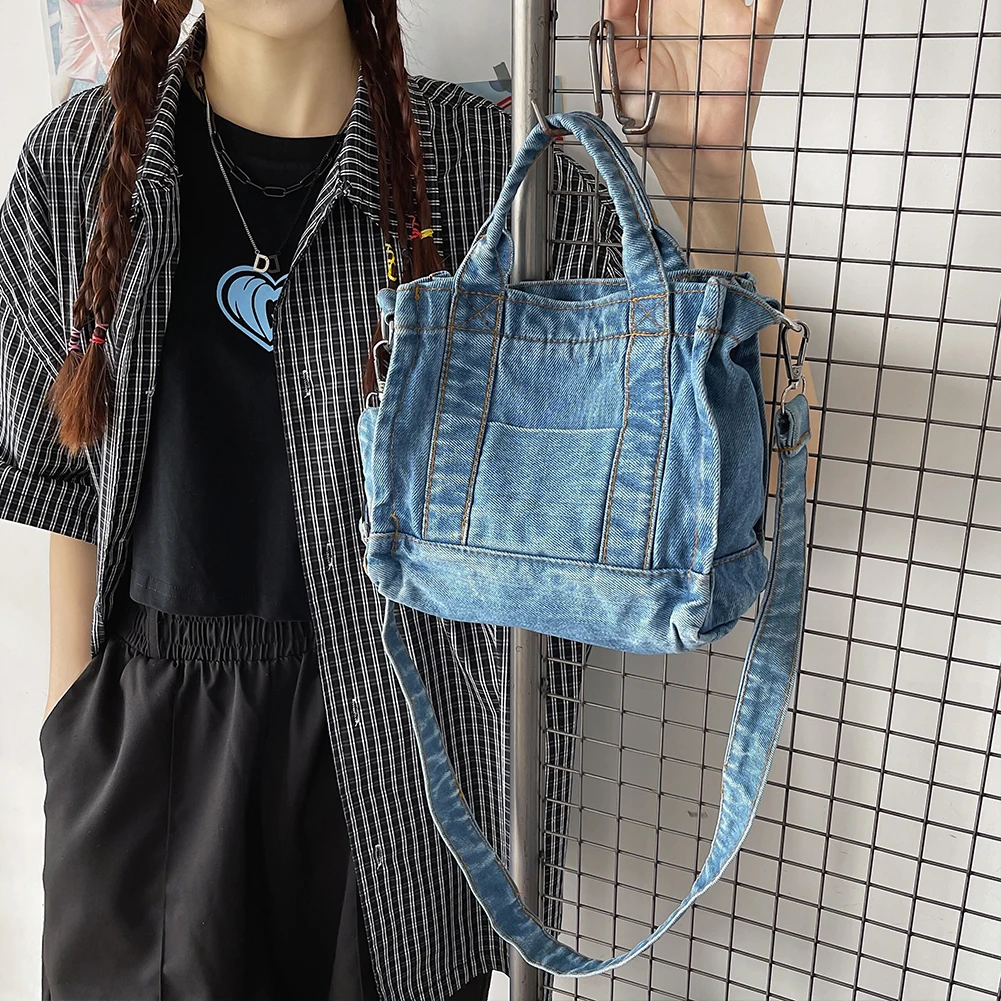 

Denim Cloth Women Small Shoulder Bag Girls Casual Handbag Messenger Bag Tote Lady Designer Denim Jeans Bag Travel Shopping Purse