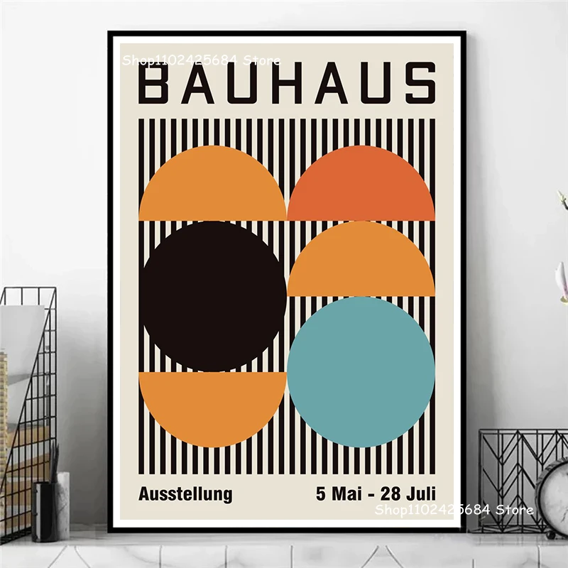 Bauhaus выставочный плакат Винтажный дизайн печать на холсте живопись современный