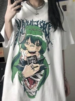 deeptown japanese anime t shirt gothic tshirt streetwear harajuku graphic tees retro cartoon print summer short sleeve top women