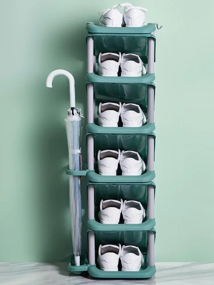 Маленький и узкий домашний многоуровневый компактный шкаф для обуви пластиковый