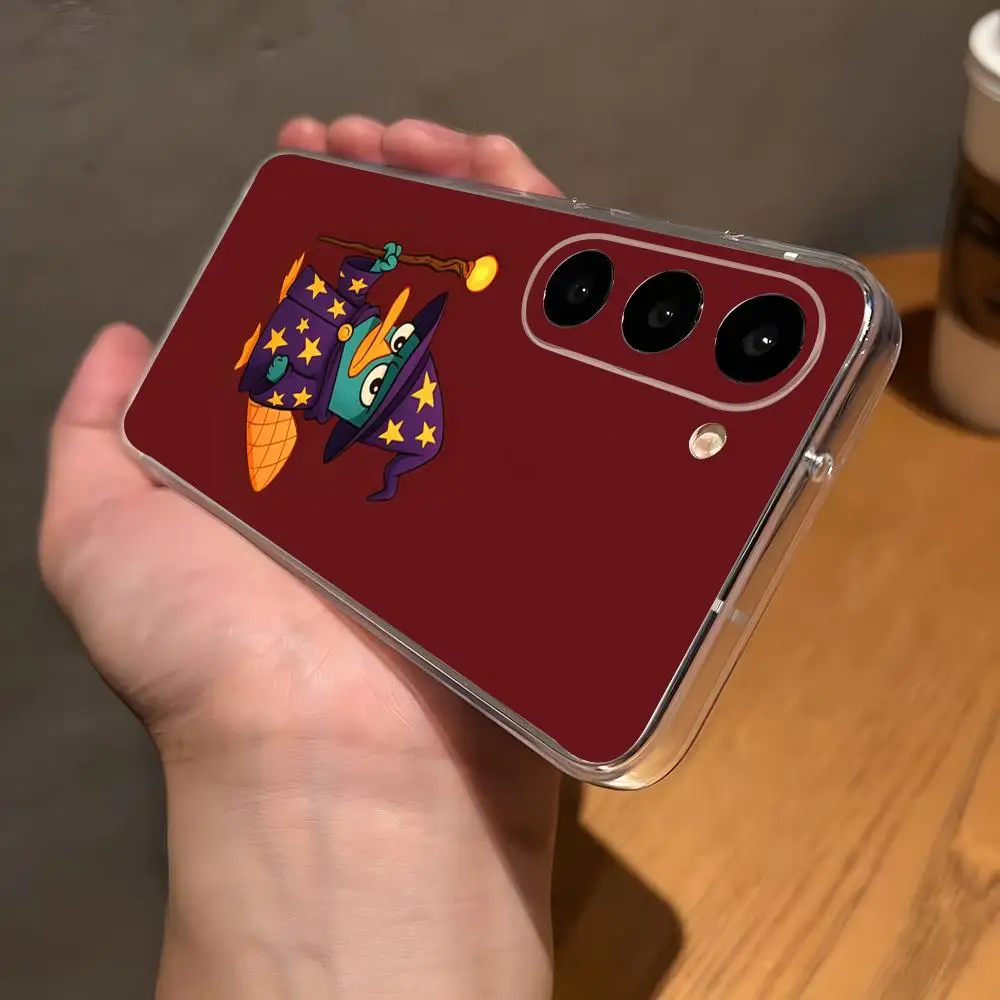 Фото Чехол для телефона с изображением персонажа Пери Платипуса для Samsung S26 S25 Plus S24 Plus S22 Ultra S23 FE S21 Plus S21 Ultra, прозрачный чехол №1