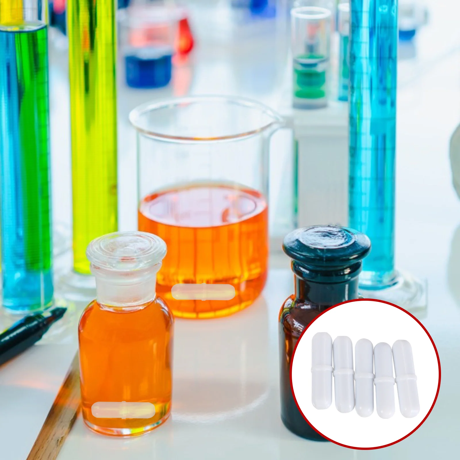 

Magnetic Stir Bar, PTFE Magnetic Mixer Bar Magnetic Stirring Bar, 5PCS White Laboratory Stirrer