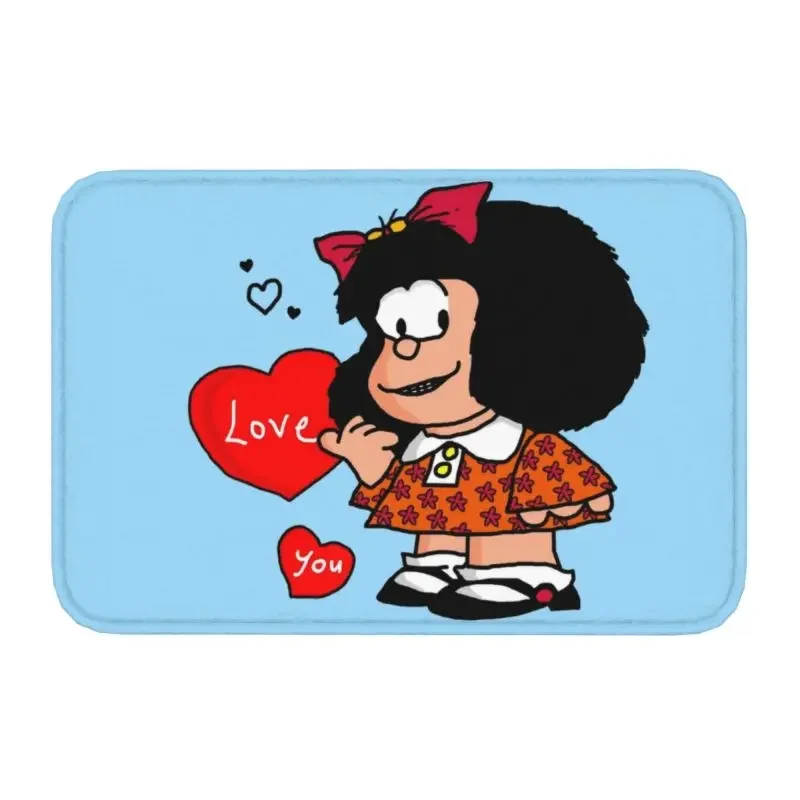 

Пользовательский коврик Mafalda Love You, нескользящий напольный коврик для входной ванной, кухни, двери, мультяшный ковер Quino, ковер для туалета