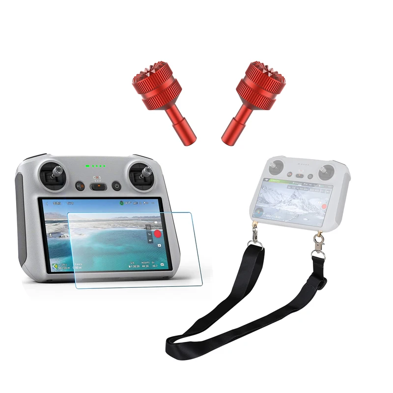 

3 in 1 For DJI RC remote control with screen Belt Neck Lanyard Strap+ Glass film+ joystick for dji mini 3pro /mavic 3 Classic