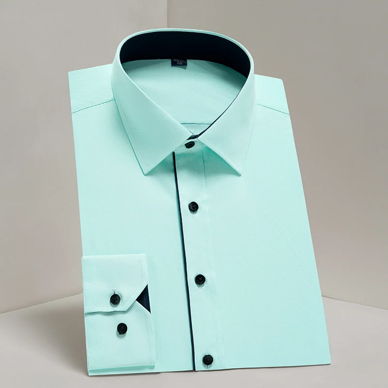 Hot Sale High Quality Men Shirt Long Sleeve Twill Solid Causal Formal Business Shirt Brand Man Dress Shirts