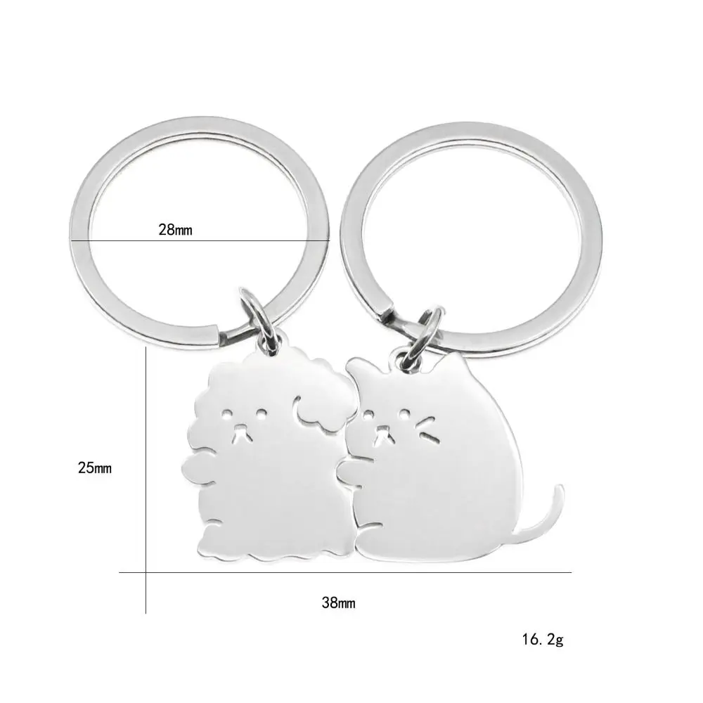 Брелок для ключей пары кошек собак подвеска из нержавеющей стали одинаковый