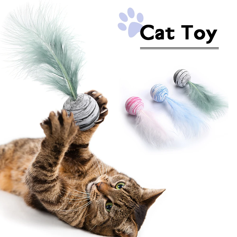 

Cat Toy Planet Texture Ball Feather Kitten Star Plus Feather EVA Material Light Foam Ball Throwing Interactive Toy Pet Supplies