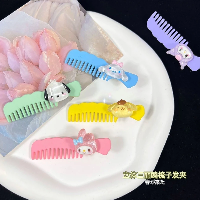 

Kawaii Sanriod Anime Melody Kuromi Cinnamoroll Comb Hairpins Sweet Hair Clips Barrettes Slid Clip Fashion Hair Accessories Gift