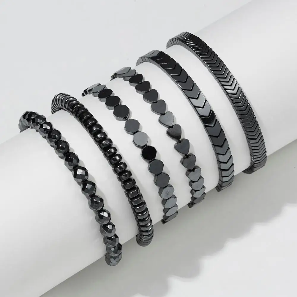 

No-magnetic Black Hematite Bracelets For Women Healing Beads Loss Weight Effective Men Bracelet Therapy Arthritis Health Jewelry