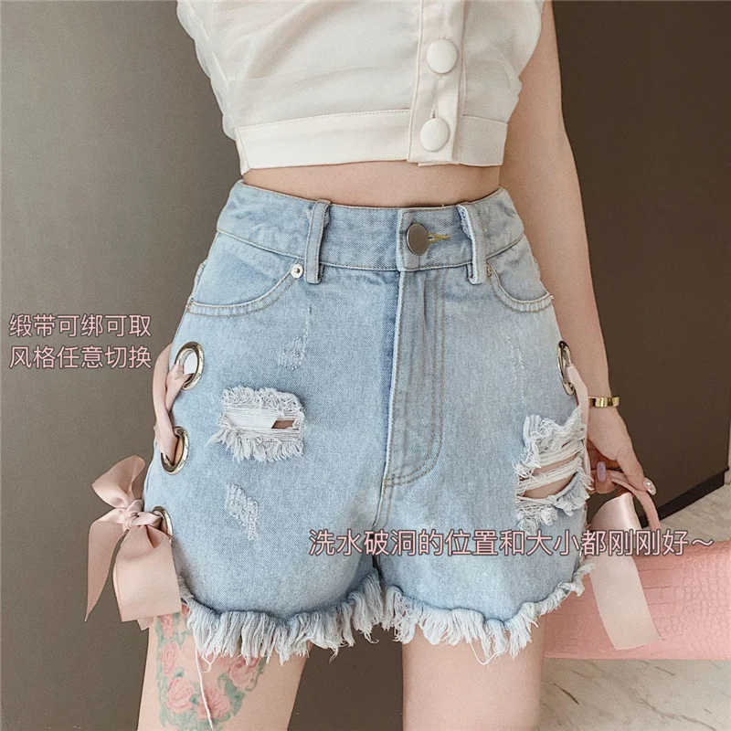 Shorts Women Solid Pockets College Popular All-Match Simple Ribbons Lady Design High Waist Kawaii Trendy Casual Trouser