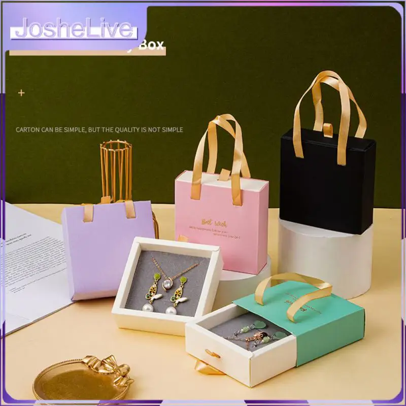 

Portable Drawer Gift Box Necklace Stud Ring Display Box Jewelry Organizer Box Earring Storage Jewelry Soft Box Jewelry Organizer