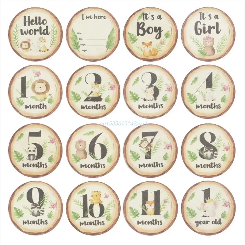 

6pcs Cute Animal Pattern Baby Milestone Cards Infant Discs Cards Gift Dropship