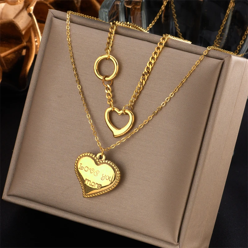

XIYANIKE 316L Stainless Steel Gold Color Heart Necklaces Joker Small Round Necklaces Collier 2021 Female Fashion Jewelry Colar