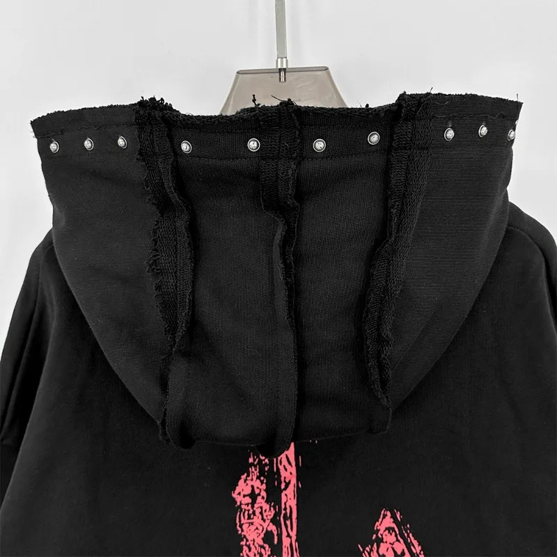 24FW Thug Клубная куртка с черепом демона толстовка принтом летающего дракона