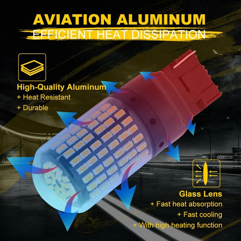 8X 7440 Canbus супер ярсветодиодный ная лампа без ошибок T20 W21W 144 SMD Янтарная для фонаря