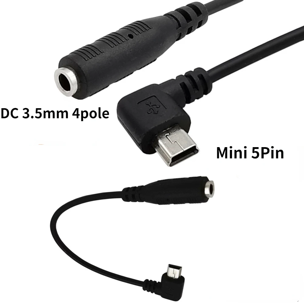 

90 degree bend mini USB to 3.5 audio adapter cable v3 mini 5P to 3.5mm female mobile phone headset conversion cable 0.15M