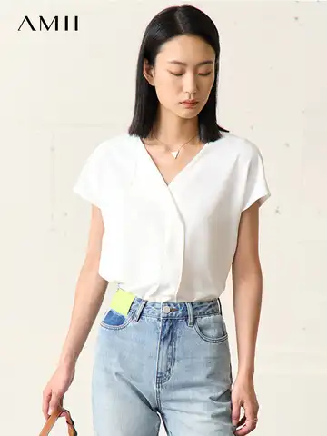 AMII Minimalism Chiffon Shirts & Blouses 2023 New Elegant and Youth Woman Blouses Loose Fashion Casual Chic Female Tops 12240504