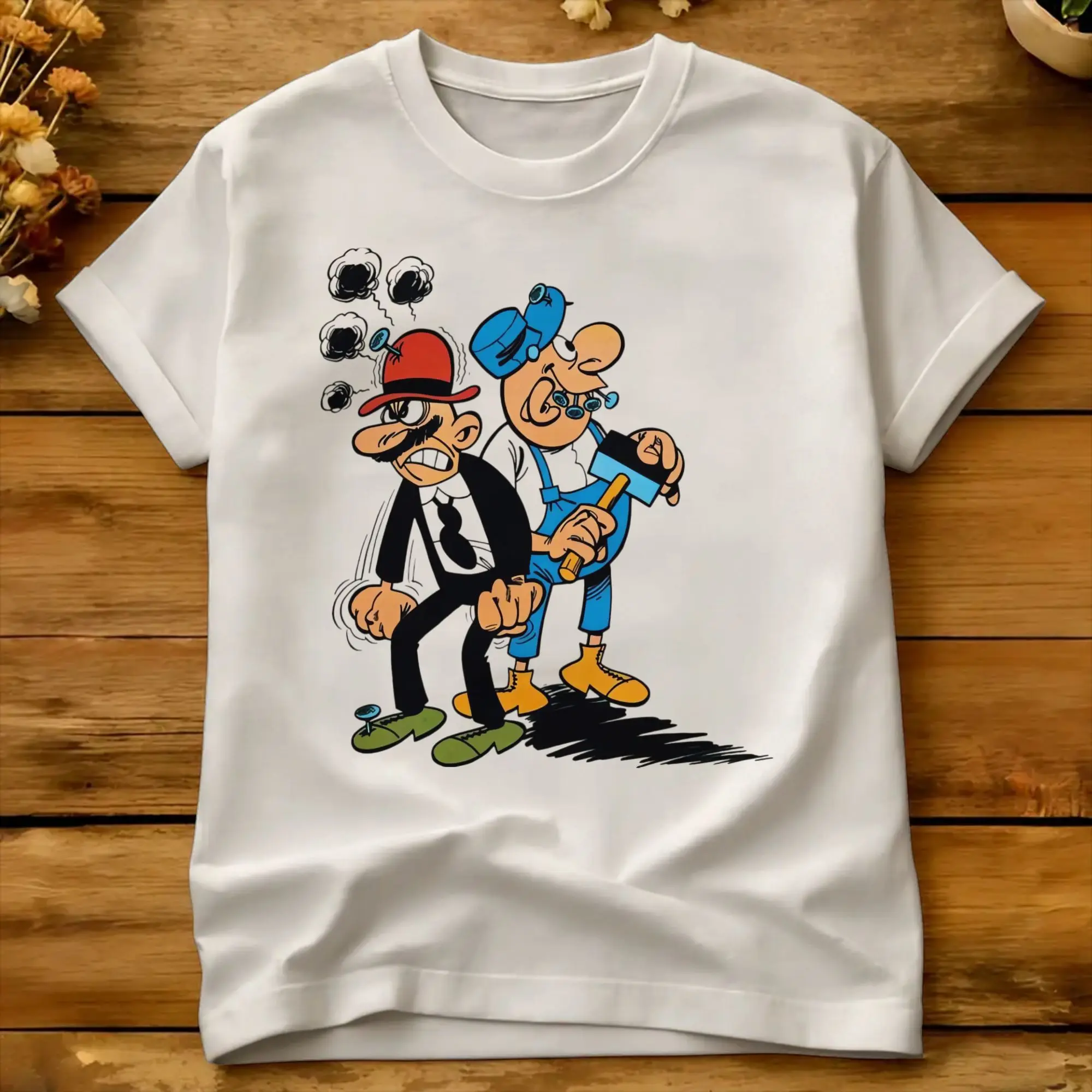 Фото Футболка Mort & Phil Mortadelo y Filemón, модные футболки с короткими рукавами, классические топы, пляжные хлопковые футболки 4XL, 5XL, 6XL №1