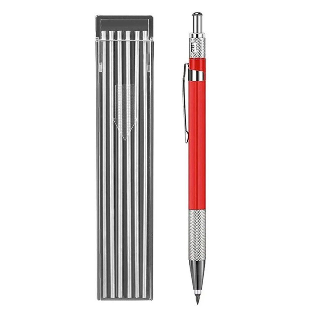 

1pc Welders Pencil Metal Marker Pen With 12PCS Silver Streak Refills For Steel Welding Architect Design Sheet Metal Marking Tool