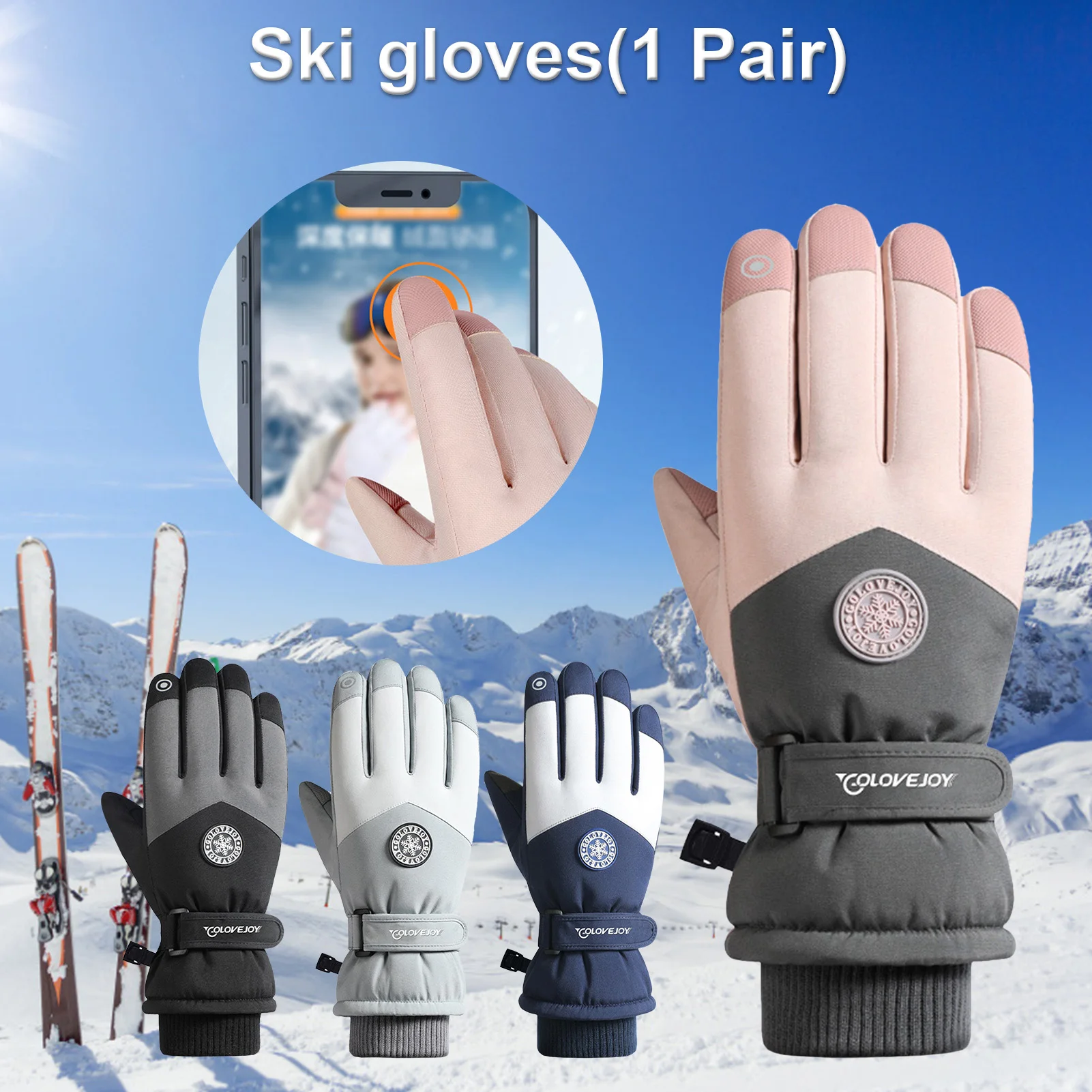 

Ski Gloves Waterproof Windproof Thermal Glove Insulated Non-slip Mitten Touchscreen Winter Warm Snowboard Gloves For Driving