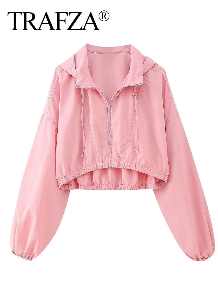 

Женская куртка с капюшоном и молнией спереди, с длинным рукавом