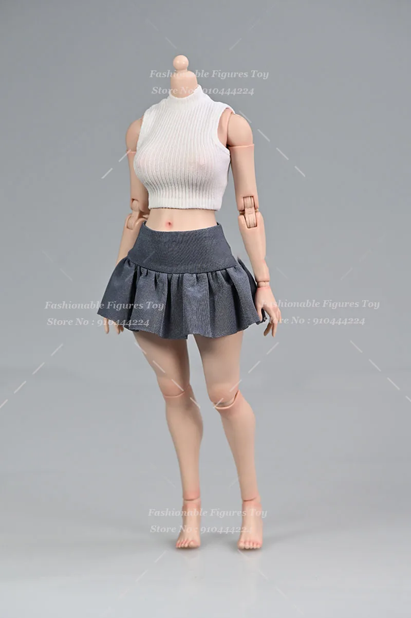 1/6 Женская однотонная плиссированная мини-юбка с высокой талией в стиле