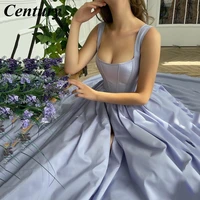 chic purple a line long satin prom dresses with pockets sexy square neck lace up corset evening gowns saudi arabia party dress