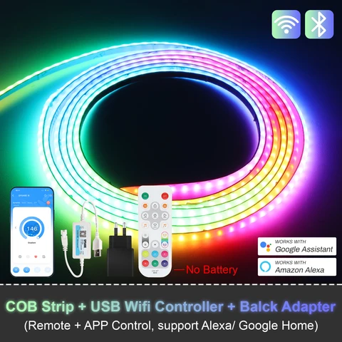 RGBIC COB светодиодная лента Cooleeon 3 мм 5В USB