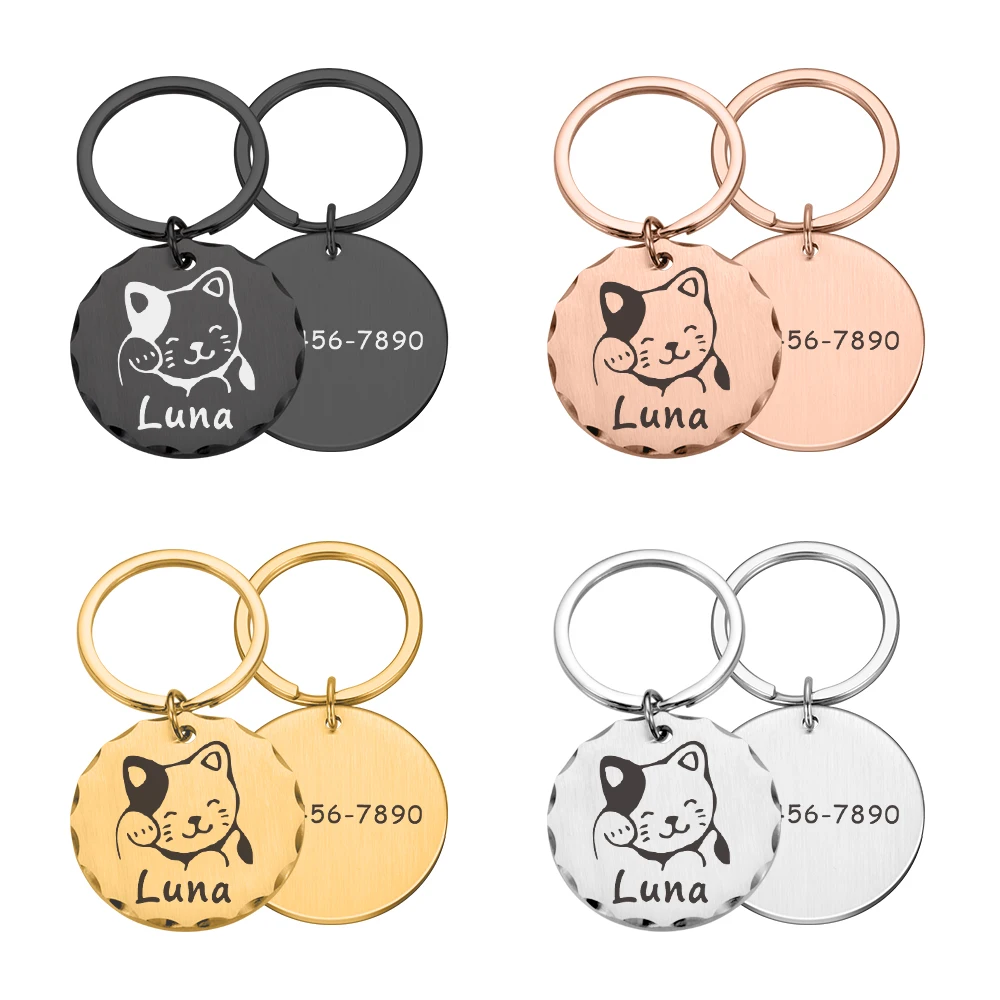 

Personalized Dog Collar Plate Cat Harness Necklace ID Tags for Anti-lost Dog Medal with Engraving Name Number for Kitten Puppy