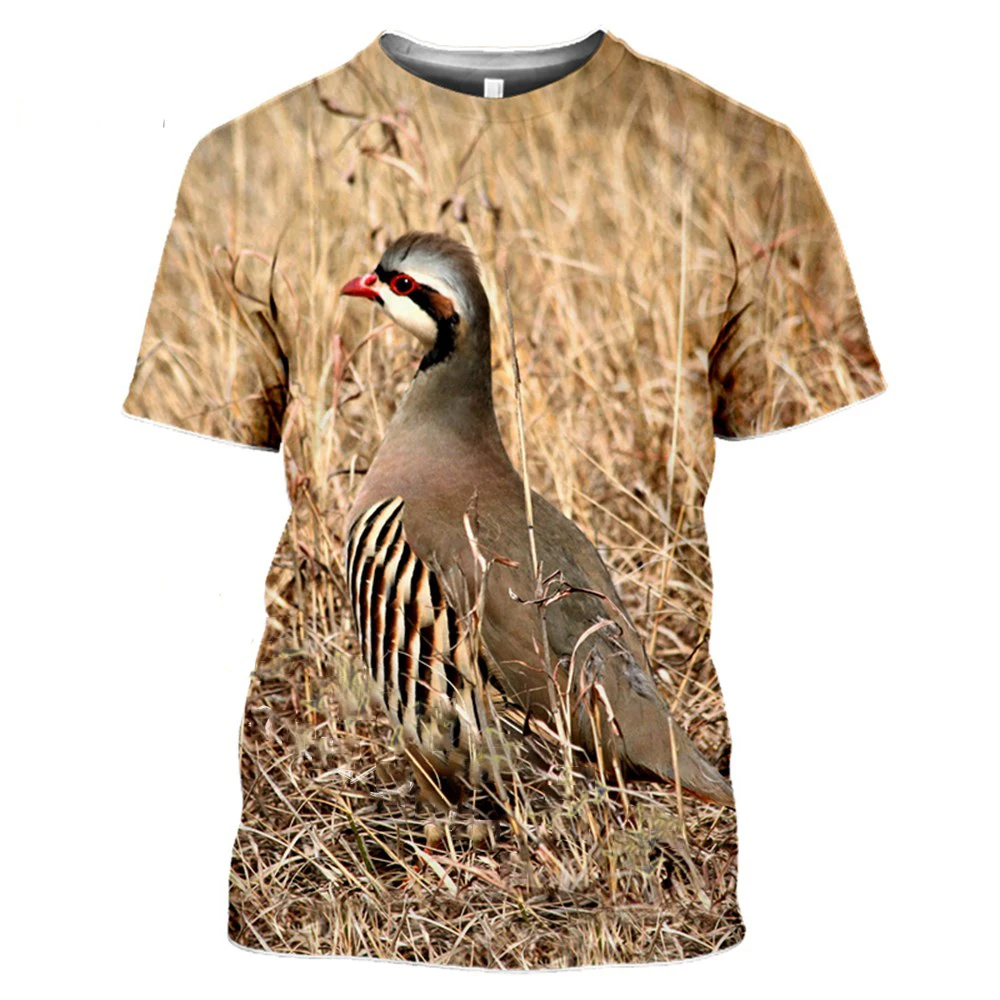 

3D Print Harajuku T-Shirt Summer Animal Hunting Partridge Bird Fashion Casual Men tshirt Chukar Short sleeve Streetwear Unise