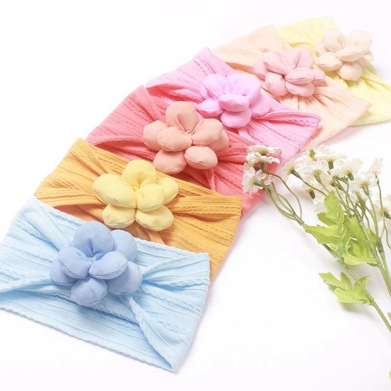 

Toddler Flower Headband Elastic Turban Hairband Solid Color Baby Accessories Skin Friendly Newborn Girls Headdress